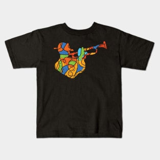 Fancy Trumpet Player Deco Style Kids T-Shirt